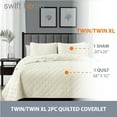 thumbnail image 2 of Swift Home Twin XL Lightweight Reversible Ivory Quilt Set with Shams, Diamond Stitch, 2 of 6