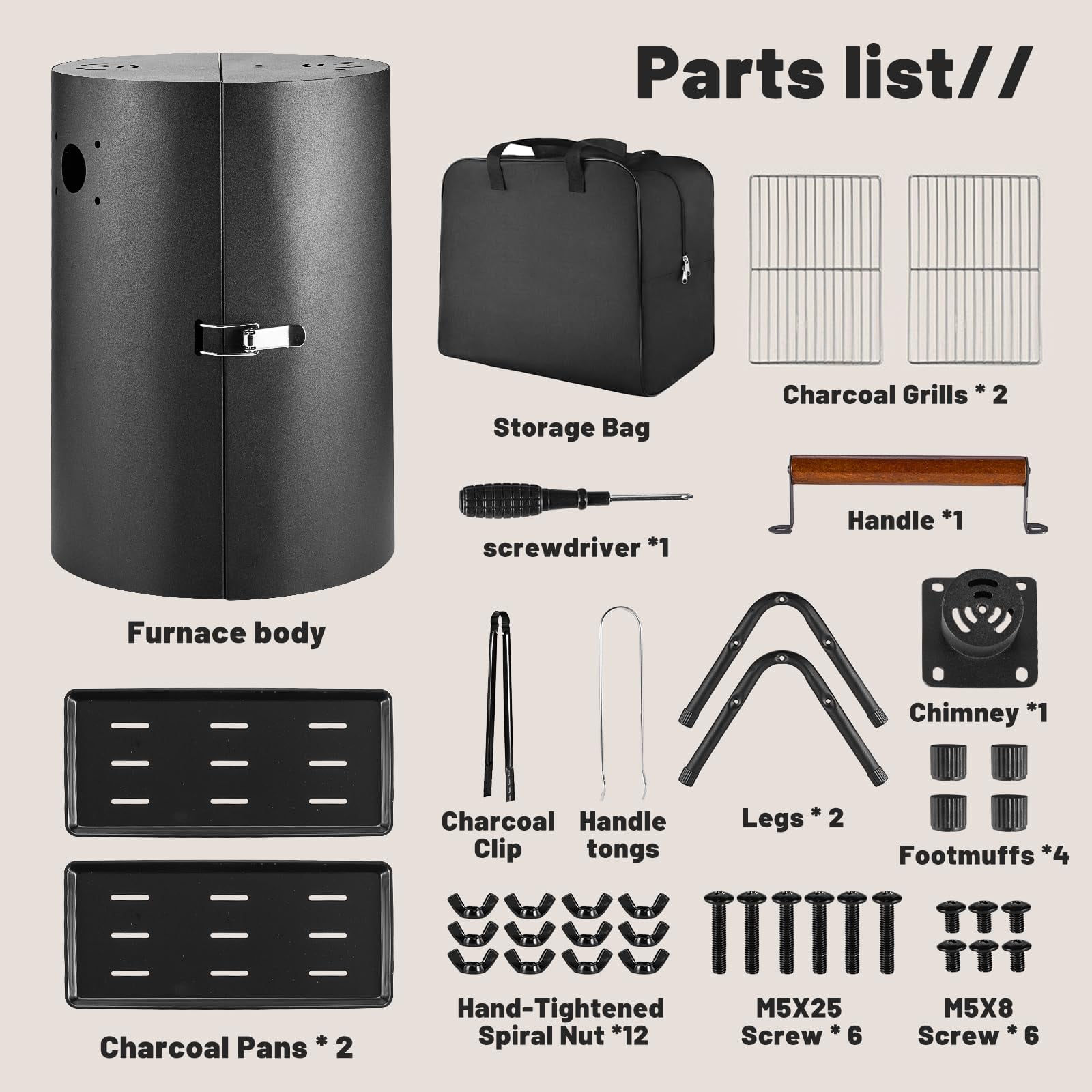 Mibote Portable Iron Charcoal BBQ Grill for Camping and Picnics