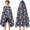 thumbnail image 3 of Dark Blue Little Princess Pattern Hooded Bath Towel，60"x35" for Ages 3 To 12 Kids, Quick Dry Lightweight Soft Microfiber Hood Beach Towel Cover Up for Kids, 3 of 7