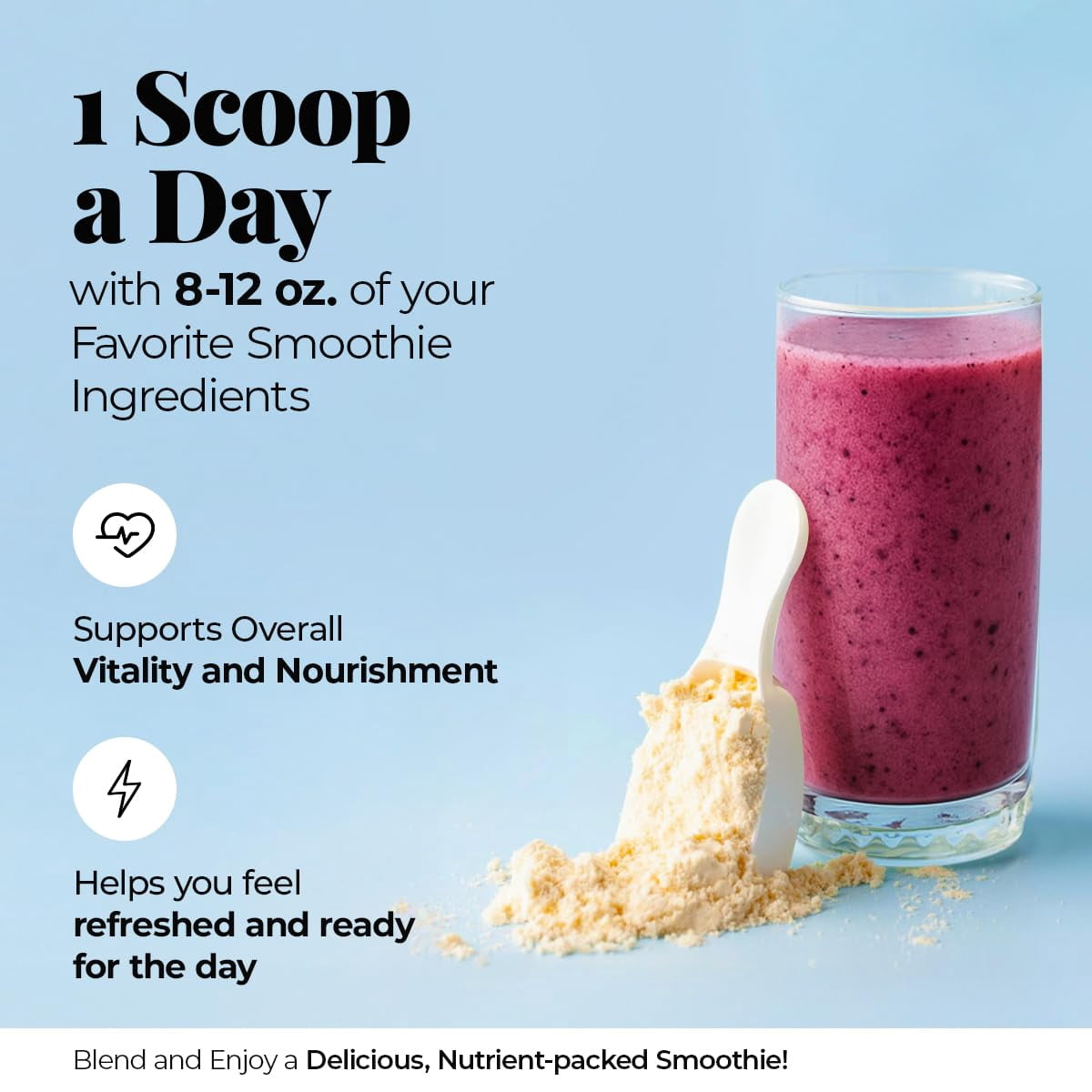 Healthful Seasons Superfood Smoothie Powder Mix with Açai, Lucuma, Maca & Banana – For Smoothies & Shakes – 30 Servings