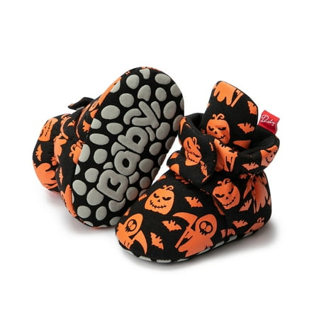

Meckior Baby Girls Boys Boots Infant Halloween Booties Newborn Socks Shoes First Walker Slippers 3-18 Months