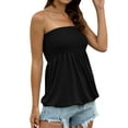 thumbnail image 4 of ZXSXSY Women's Holiday Strapless Elastic Pleated Tube Top Summer Casual Off The Shoulder Shirt Blouse Tanks Camis, 4 of 6