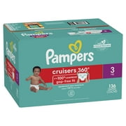 Pampers Cruisers 360 Fit Diapers, Active Comfort, Size 3, 136 Count