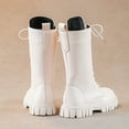 thumbnail image 4 of xiatrees Boys Girls Leather Lace-Up Waterproof Side Zipper Mid Calf Riding Winter Boots White 5.5-6 Years, 4 of 6
