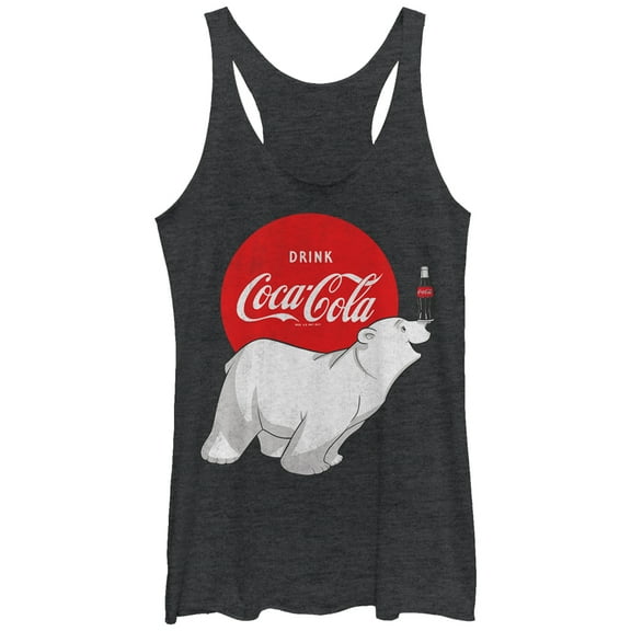 Women's Coca Cola Polar Bear Racerback Tank Top Black Heather Large