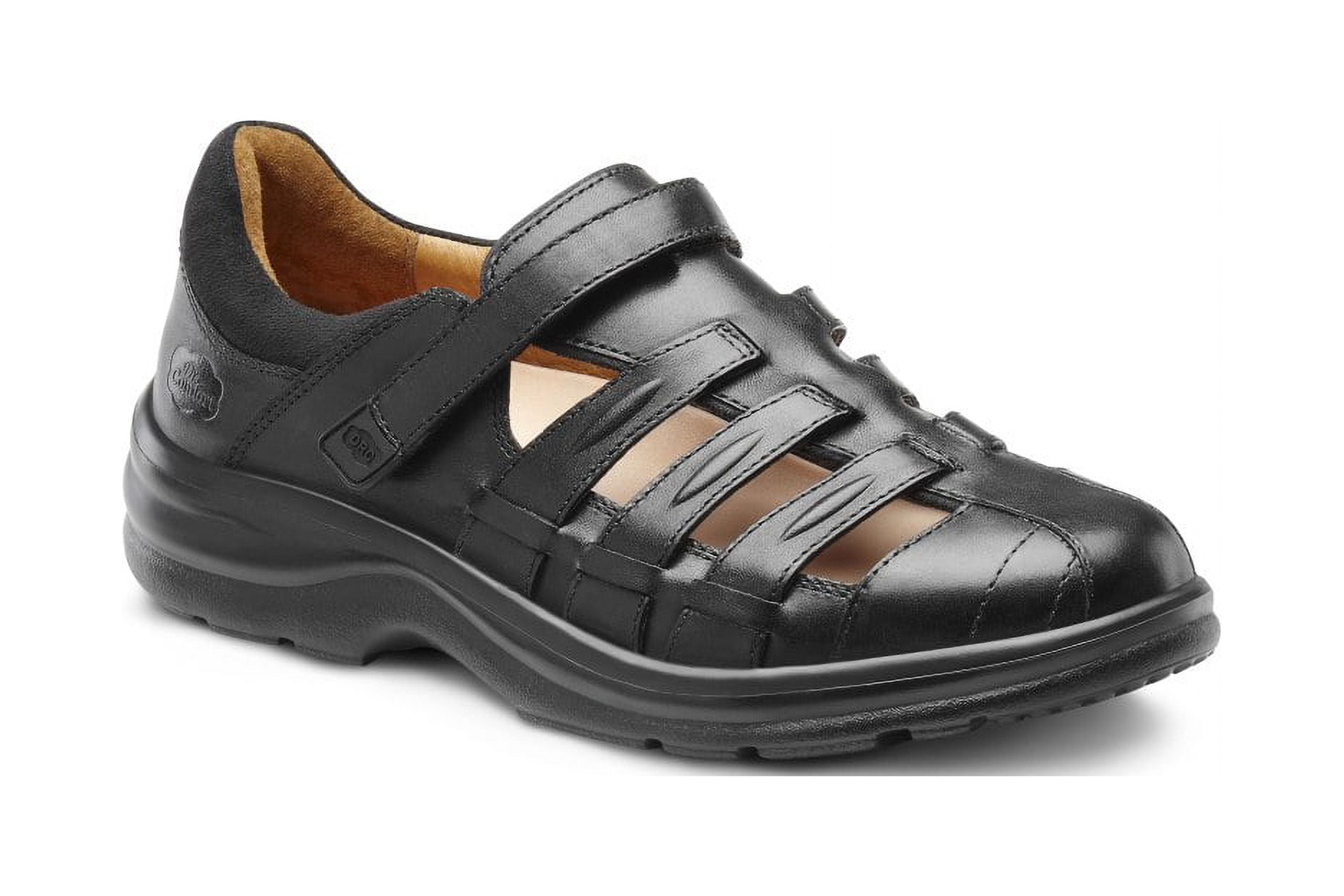 8M Men\'s Black Dr. Comfort Fisherman Men\'s Therapeutic Sandal Leather Calfskin Leather Fisherman Sandals in Black – Gardenheir main image 3