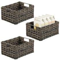 mDesign Woven Farmhouse Pantry Food Storage Bin Basket Box, 3 Pack, Dark Brown