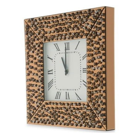 Michael Amini Montreal Mirrored Square Wall Clock - Bronze