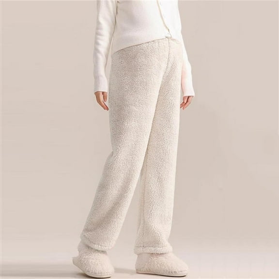 Bovxnpu Maternity Pants for Women, Maternity Fleece Pants Over The Belly Thickened Warm Pajamas Pants With Adjustable Waistband Winter Maternity Clothes