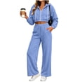 thumbnail image 2 of Brnmyaeo Sweatsuits for Women Long Sleeve Zip Up Crop Hooded Jacket Wide Leg Sweatpants Set 2026 Fall Fleece Lined 2 Piece Tracksuit Sets, 2 of 8