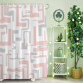 thumbnail image 2 of Shower Curtain, Modern Pink Gray Stripe Lines Waterproof Shower Curtain Set with Hooks for Bathroom Showers,Stalls and Bathtubs,72x72In Abstract Geometric Art, 2 of 9