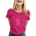 thumbnail image 3 of IMENGL Tops for Women Short Sleeve Casual Breast Cancer Awareness Ribbon Print Tee Comfortable Round Neck Daily Loose Basic Women's Short Sleeve T Shirts,M-XXXL, 3 of 5