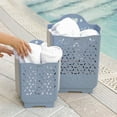 thumbnail image 5 of Foldable Plastic Laundry Basket Multifunctional Storage Container Waterproof Durable Suitable for Bedroom and Bathroom (Size L, Blue), 5 of 5
