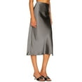 thumbnail image 3 of Skirt for Women Midi Length High Waist Silk Satin Elasticized Cheetah Casual Ladies Skirts Grey S, 3 of 7