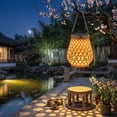 thumbnail image 3 of Solar Hanging Garden Light, Faux Wicker Pendant Lantern for Outdoor Tree and Balcony, Waterproof Decorative Lighting for Yard, Pathway, Patio, Warm Glow, 13.8in, 3 of 5