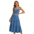 thumbnail image 7 of UDAUDU Womens 2 Piece Dress Set Spaghetti Strap Crop Top & Tiered Maxi Skirt Casual Summer Outfit Royal Blue L, 7 of 7