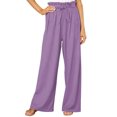 thumbnail image 2 of Sunloudy Pantalones casuales de pierna ancha para mujer, pantalones sueltos de longitud completa de cintura media atados de color sólido para damas, S / M / L / XL / XXL Sunloudy  S M L XL XXL, 2 of 7