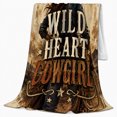 thumbnail image 2 of Wild Heart Cowgirl Western Ranch Scene, Peaceful Mountain Lake Scene, Warm Flannel Blanket for Cabin and Lodge, Outdoor Lovers Thanksgiving Gift, Artistic Home Decor, 2 of 9