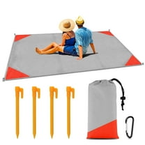 LNKOO Sandfree Beach Blanket 79" x 55" Extra Large, Soft Pocket Picnic Blanket, Waterproof Outdoor Family Mat with 4 Stakes& 1 Carabiner for Beach, Camping, Hiking, Music Festival, Machine Washable