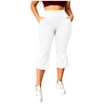 thumbnail image 2 of Noric Women's Plus Size High Waist Capri Leggings with Pockets Bow Tie High Rise Stretchy Casual Workout Cropped Yoga Pants, 2 of 8