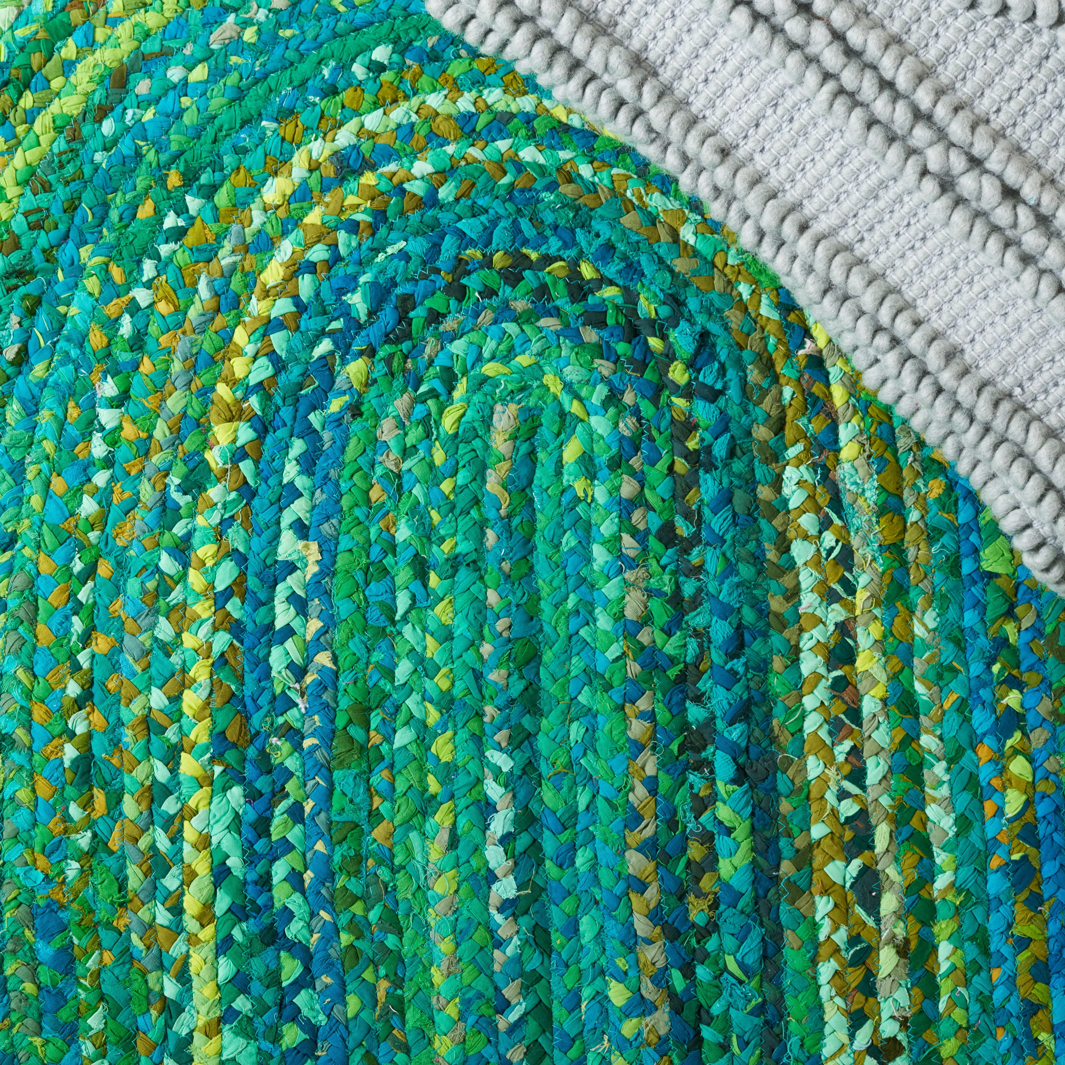 SAFAVIEH Braided Calvin Transitional Cotton Reversible Area Rug, Green, 7' x 7' Round
