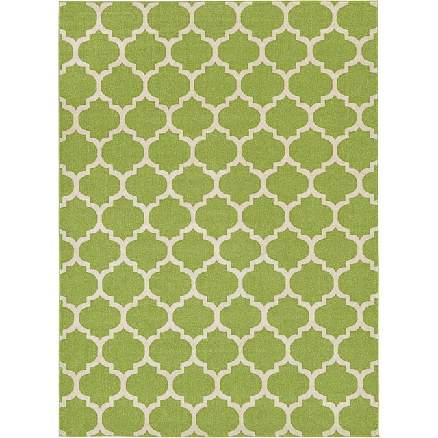 Unique Loom 3121673 Moroccan Lattice Area Rug, 8' x 11', Green/Beige