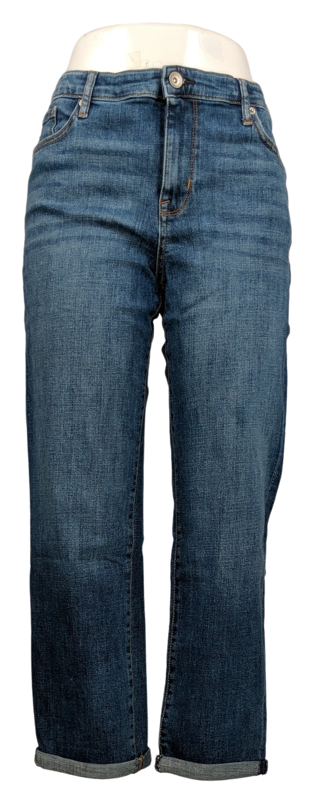 Chaps Women's Jeans Sz 8 Slim Fit Boyfriend Front Button Blue