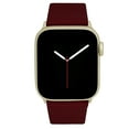 thumbnail image 6 of Bandini Womens Slim Leather Bands for Apple Watch Band 40mm 41mm 38mm for Women, Leather iWatch Band Strap for Apple Watch Series 9 8 7 6 5 4 3 2 1 SE - Burgundy / Gold, 6 of 8