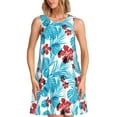 thumbnail image 1 of Fotbe Hawaiian Style Vestido de Verano sin Mangas para Mujer – Vestido Midi Línea A, Estilo Camiseta Floral, Vestido Playero Casual y Fluido, 1 of 7