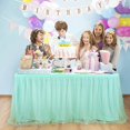 thumbnail image 1 of Tulle Table Skirt Tablecloth Tutu Table Skirting For Wedding Birthday Party Home Dessert Cake Table Decor (L 3(ft)*H 30in), 1 of 3