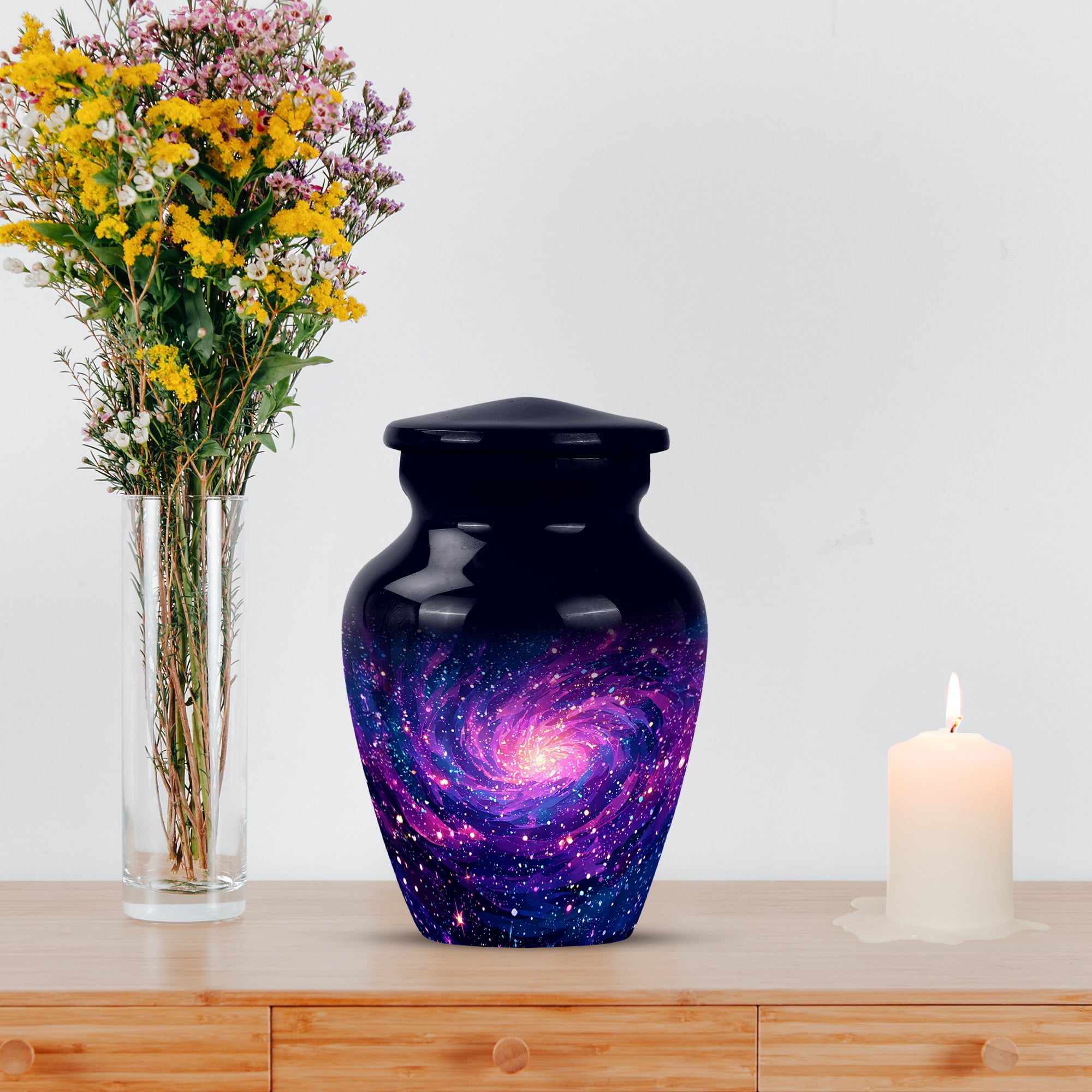 MUKTIVE Purple Galaxy With Stars Burial Urns for Ashes Adult Male, Keepsake Funeral Blue Urns for Ashes Adult Female, Cremation Urn for Women, Dad and Mom Urn, 3 inch