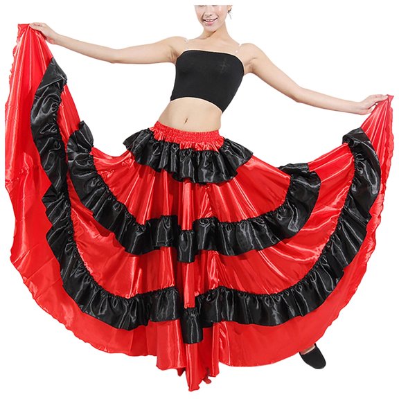 NordicNest Womens Spanish Bull Dance Skirt Belly Dance Skirt Big Swing Skirt for Casual Wear