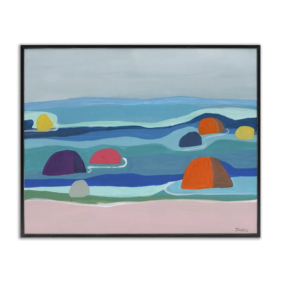 Stupell Industries Coastal Buoy Floating Ocean Waves Black Framed Giclee Art, 14 x 11, by Jan Weiss