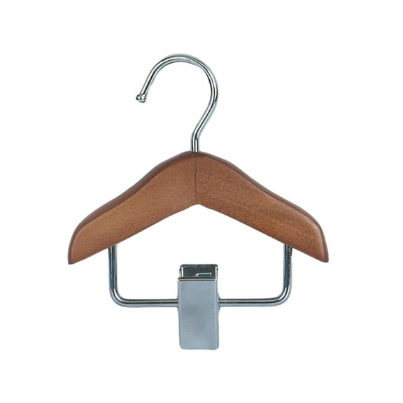Shoreew Mini Clothes Hanger Premium Wood Baby Clothes Hanger with Non-Slip Clips Practical Pet Clothes Hook for Home