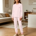 thumbnail image 5 of LEKWK Teen Boys Girls Pajamas Long Sleeve Tops and Elastic Waist Pants Kids Loungewear 2 Piece Outfits Fall Winter Comfy Casual Homewear 4-16Y, 5 of 8