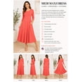 thumbnail image 5 of Women's Casual Basic Comfy 3/4 Sleeve Flare A-line Midi Long Maxi Dress, 5 of 6