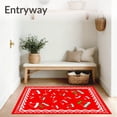 thumbnail image 3 of ODIKA 8'x10' Machine Washable Non-Slip Area Rug, Whimsical Santa Hat Mosaic with Playful Borders High Traffic Rug, Red, 621718, 3 of 7