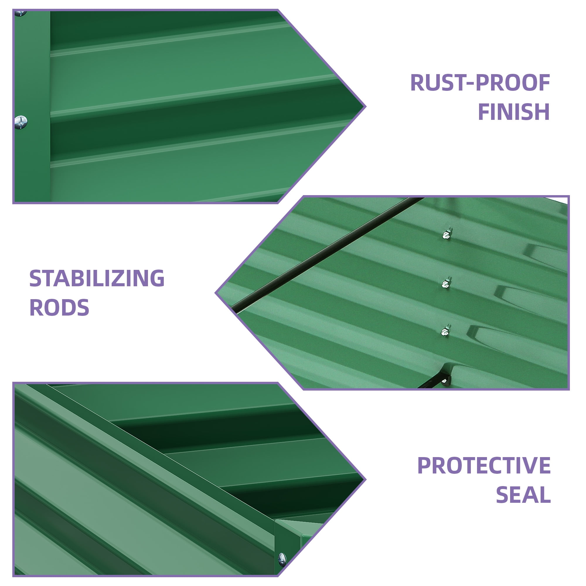 Dextrus 6x3x1.5 Ft Raised Garden Bed Kit with Gloves, Large Galvanized Metal Planter Box, Green