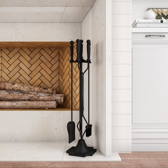 Lavish Home 5-Piece Fireplace Tool Set with Tongs, Shovel, Broom, and Poker