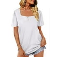 thumbnail image 5 of Gustave Women Summer Square Neck Tops Puff Short Sleeve T Shirts Casual Loose Solid Color Basic Blouse Top "White, M", 5 of 5