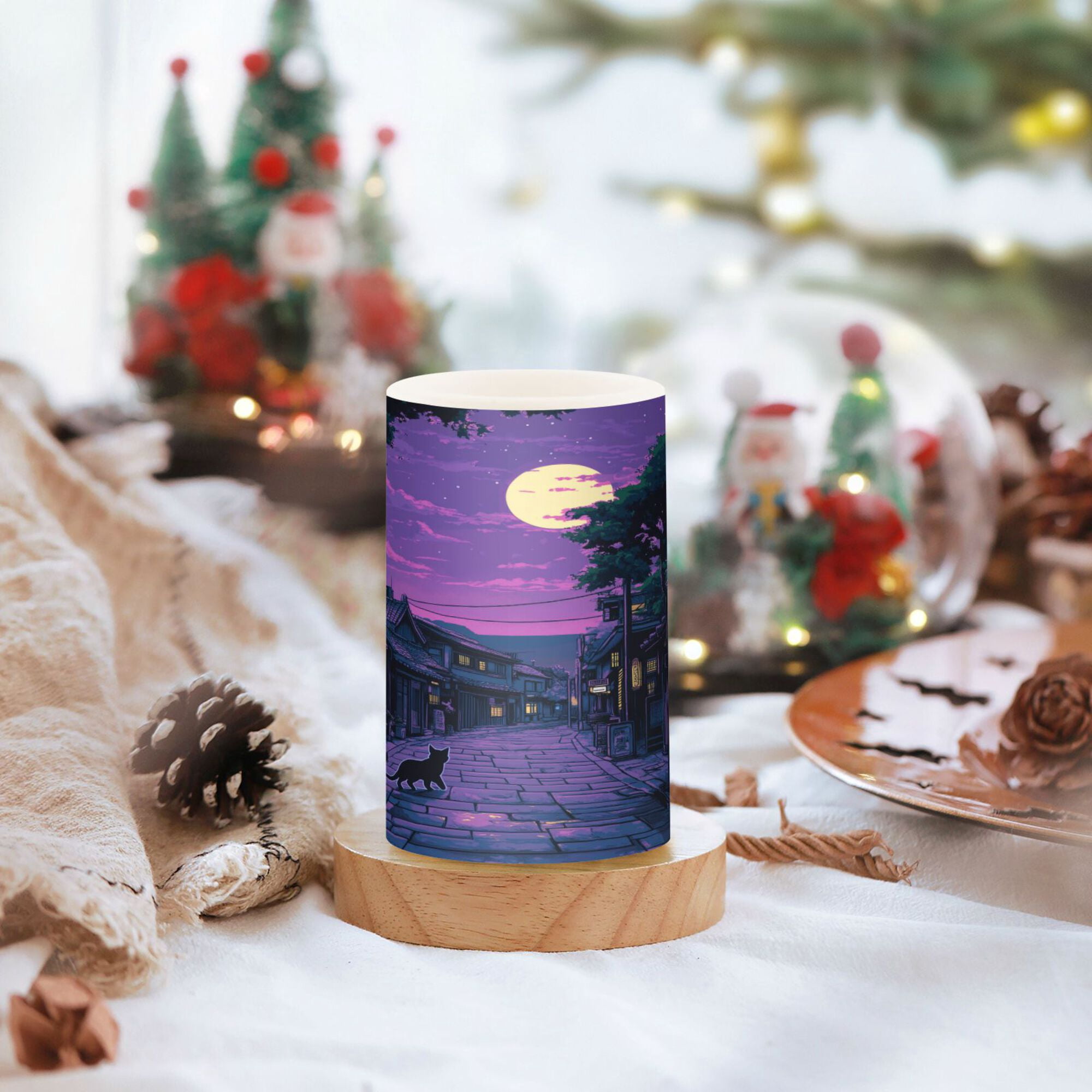 Yayeee Flameless Candles with Remote Flickering Battery Operated Multi Color Changing, Purple Street