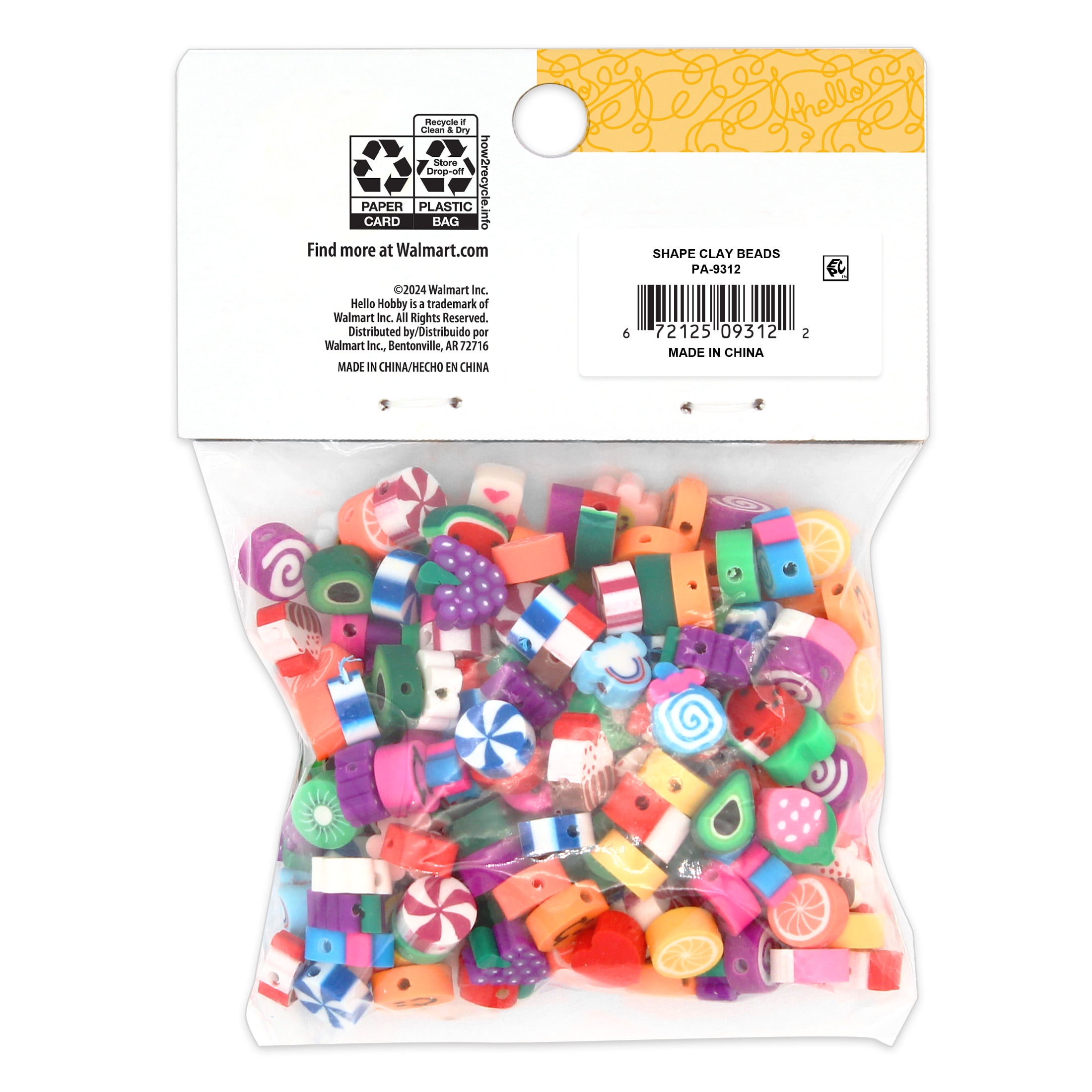 (3 pack) Hello Hobby Shaped Clay Beads for Bracelets & Jewelry Making, 200 Pieces