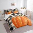 thumbnail image 3 of Manfei Harvest Pumpkin Bedding King Size, Happy Thanksgiving Bedding Sets King Size, Rustic Plaid Reversible Comforter Sets with Sheets, Super Cozy Room Decoration, 7-Piece, 3 of 6