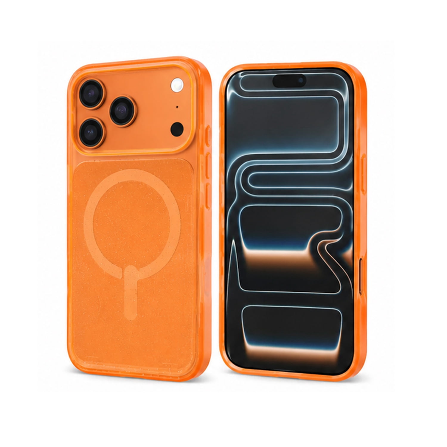 Glitter Magnetic Case with Wallet Slot for iPhone 17 Pro Max - Orange