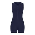 thumbnail image 6 of ZyeKqe Workout Jumpsuits for Women Sleeveless Deep V Neck Zip up Shorts Bodysuits 1 Piece Yoga Rompers, 6 of 7