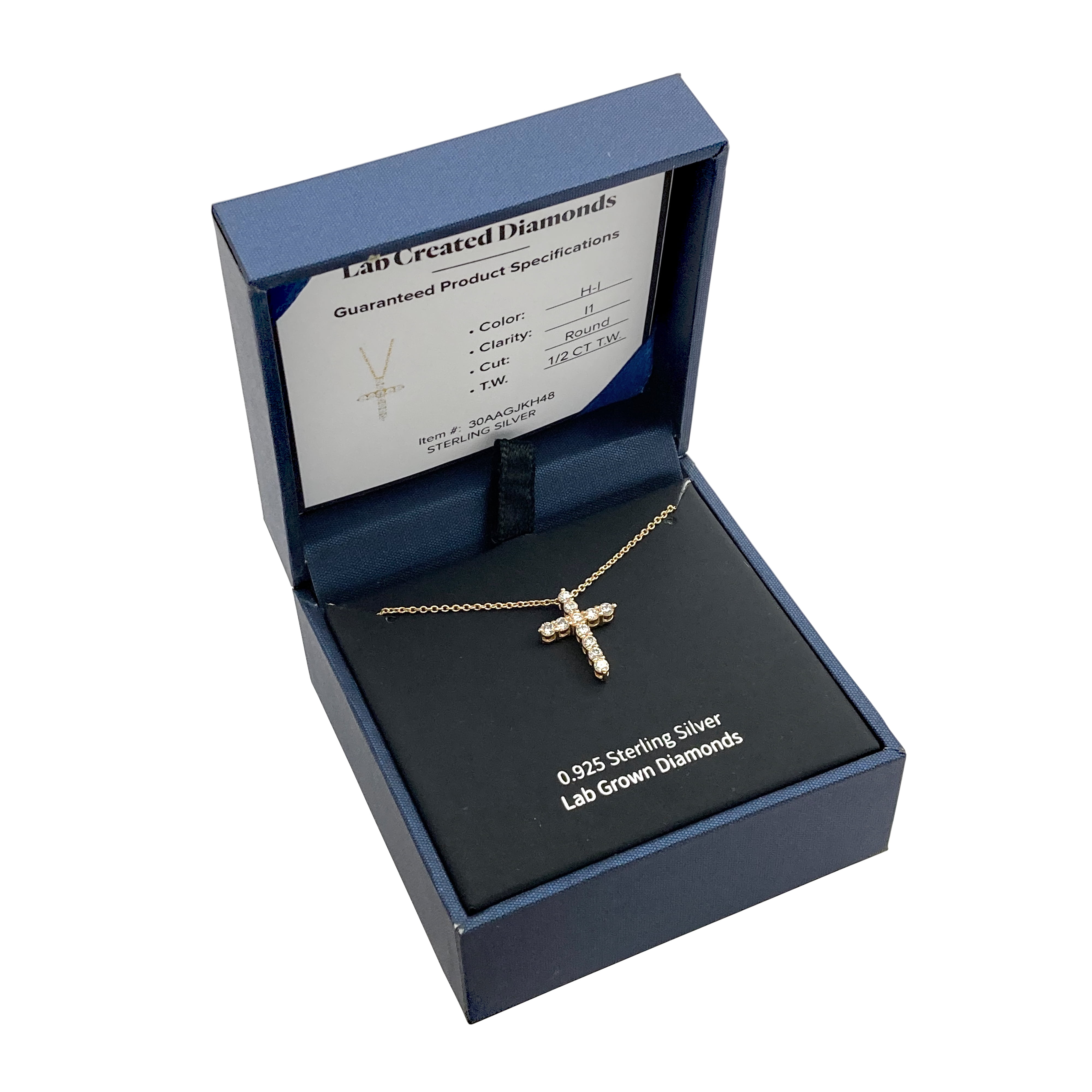 Forever Facets 1/2 CT TW Lab Grown Diamond 18k Gold over Sterling Silver Cross Necklace, Adult Female