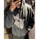 thumbnail image 5 of Nueva sudadera con capucha de algodón puro con cremallera y retazos informales holgados de estilo callejero con estampado de retrato de cara de cerdo ERD de alta calidad, 5 of 5