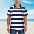thumbnail image 2 of Fotbe Navy Blue And White Stripes Camisa Hawaiana para Hombre Unisex – Camisa Casual de Verano con Botones de Manga Corta de Algodón y Lino,Small, 2 of 7