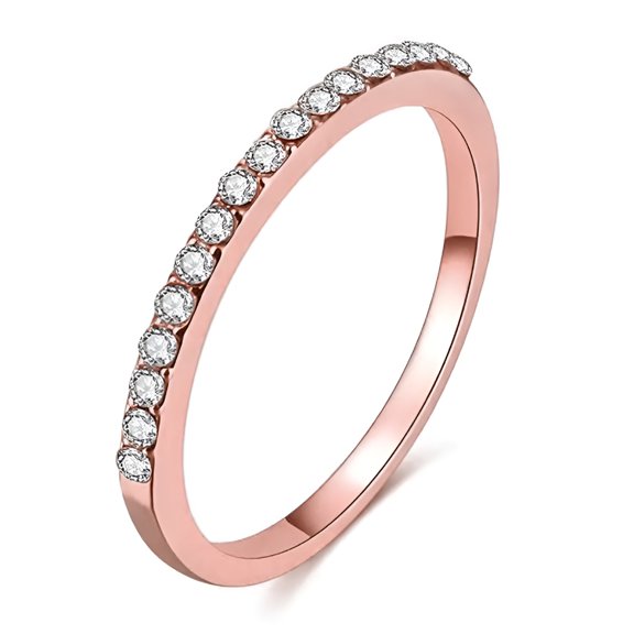 DESIGNICE Single Row Small Round Stone Wedding Band Rings for Women Rose Gold Color Simple Fashion Stackable Thin Ring Engagement Jewelry