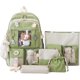 thumbnail image 1 of 5Pcs Kawaii Backpack Casual Bags Cute Aesthetic Backpacks with Tote Handbag Pencil Pen Case Pouch,with Cute Bear Pendant Pins (Green), 1 of 3